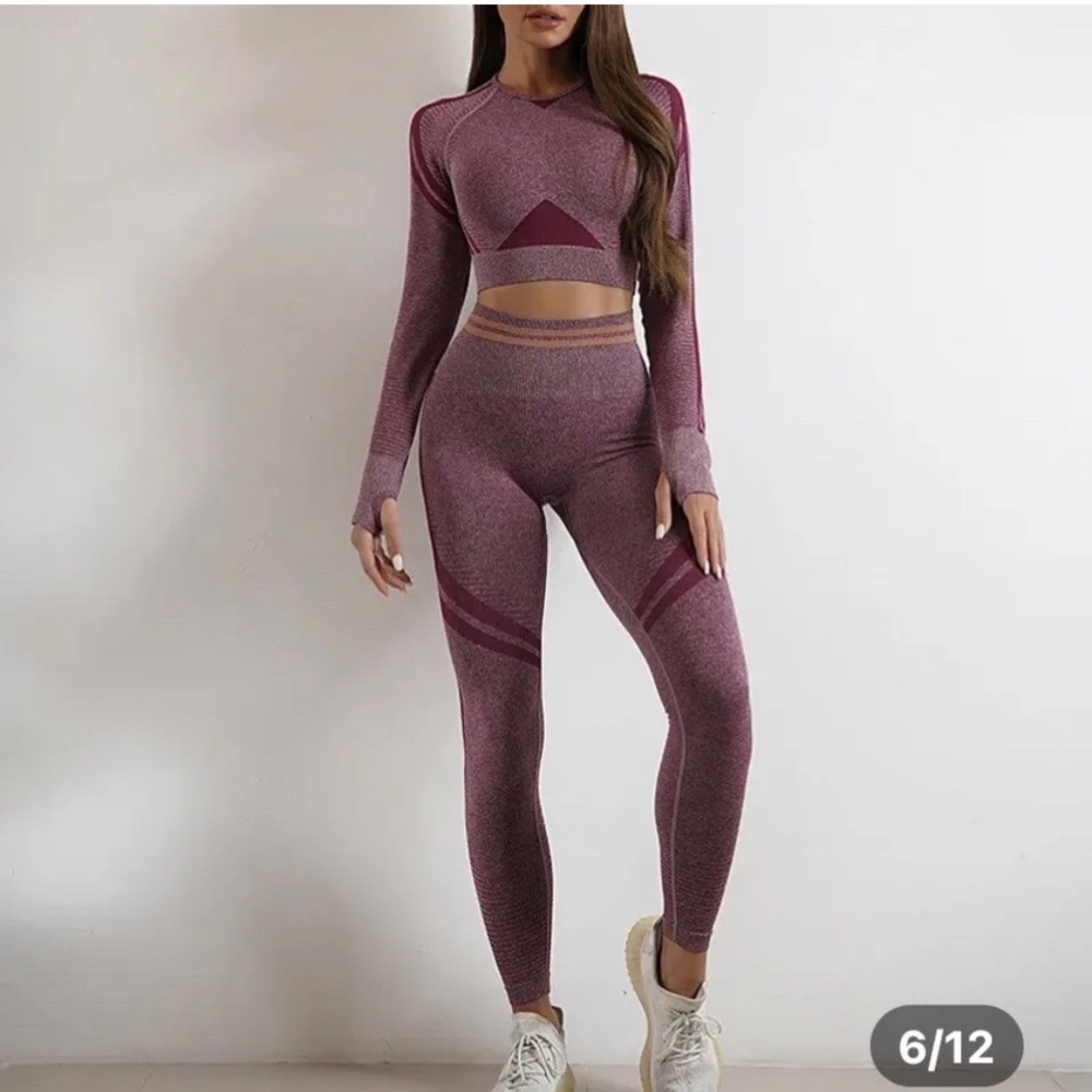 Women Yoga Set Zipper Top Sport Suit Bra Workout Clothes Gym Fitness